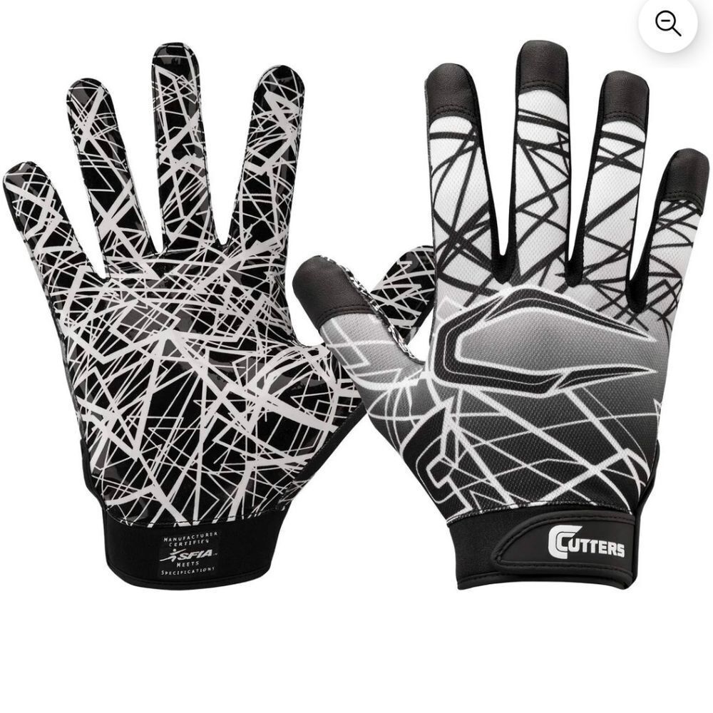 Cutters Adult Medium Game Day Football Receiver Glove with Silicone Grip - New